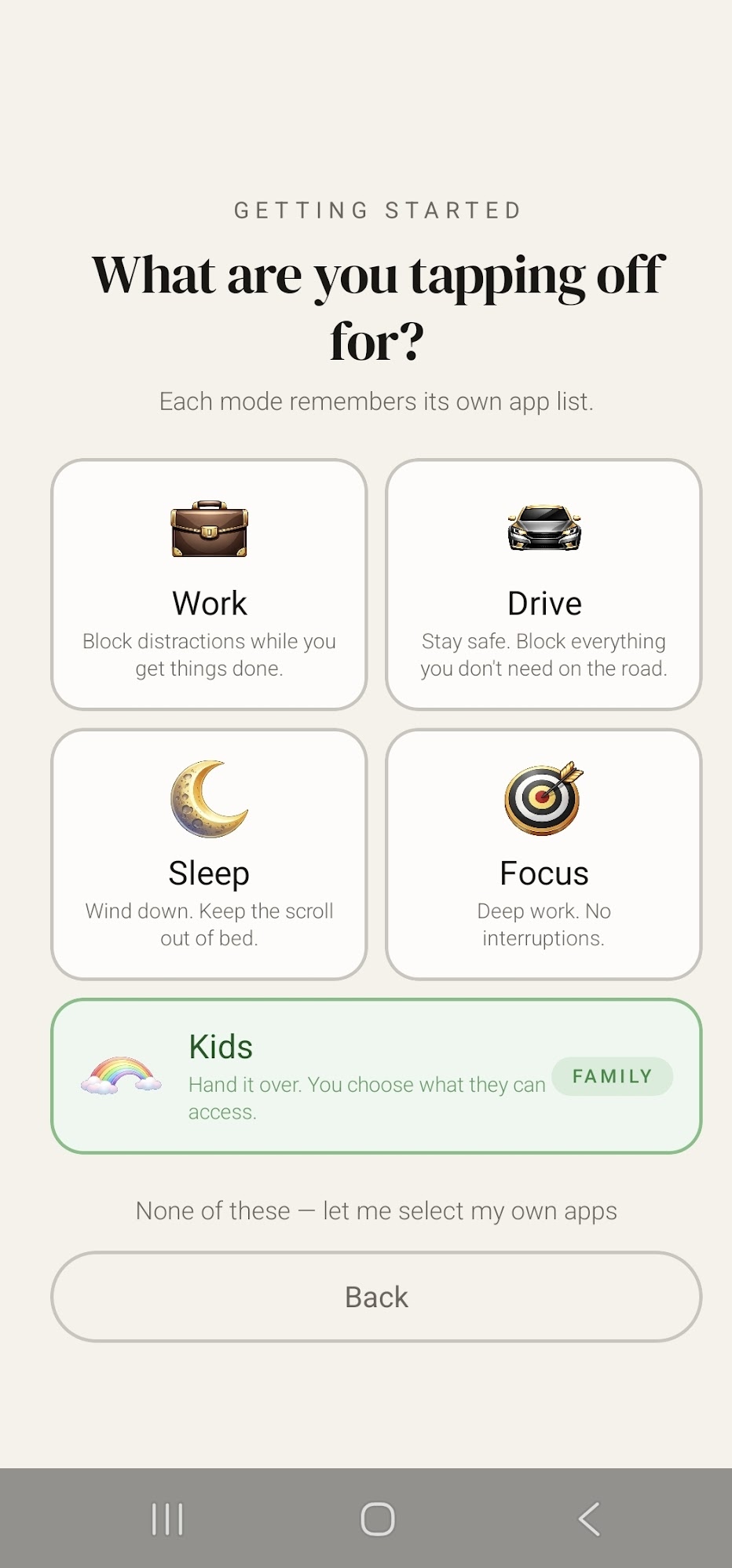 Select your mode